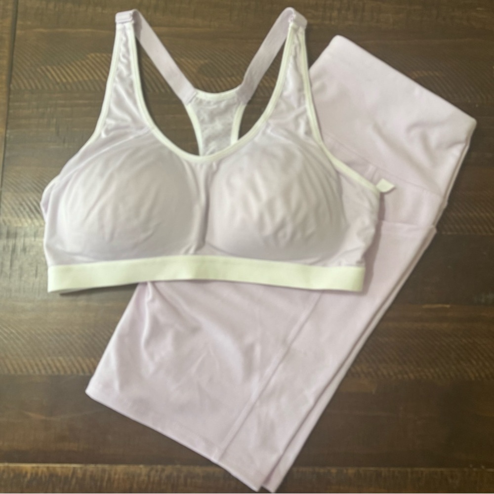 DSG Purple Seamless Racerback Sports Bra Moisture-Wicking & Biker Short Set